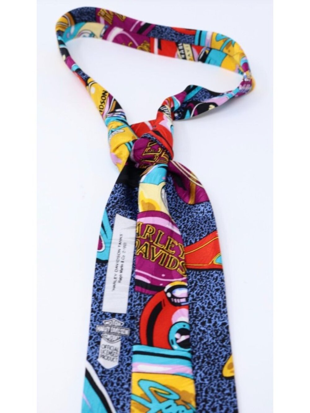 Harley Davidson Pop Art Biker Core Tie Silk Eclectric Grandpa Motorcycle Novelty - Picture 8 of 11